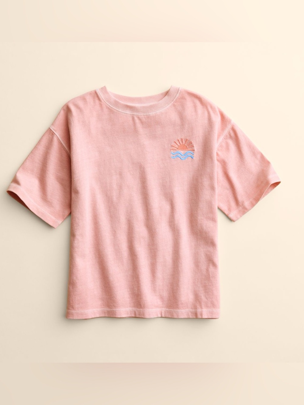NWOT Little Co. by Lauren Conrad Relaxed Embroidered Organic Tee